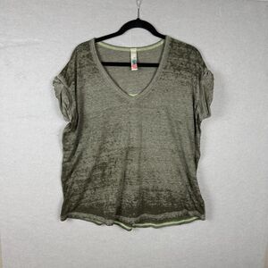 Free People FP BEACH Free Fallin'‎ Burnout Tee Top Army Green XS but Oversized